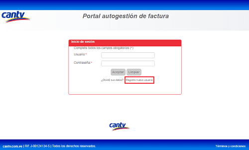 registro usuario cantv