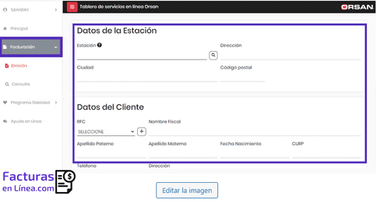 datos de la estacion para descargar factura orsan